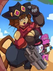 1girls 2d 2d_(artwork) 2d_artwork alternate_body_type alternate_costume anthro ass big_breasts breasts cat cat_ears cat_girl cat_humanoid cat_tail catgirl cowboy cowboy_hat cowboy_outfit digital_drawing_(artwork) digital_media_(artwork) domestic_cat drawing drawn duo english english_text female female_focus gameoverse gobbles_(gameoverse) huge_ass huge_breasts kaboodle_(gameoverse) kayl kayl_nsfw kit_(gameoverse) large_ass large_breasts tagme text thick_ass thick_thighs thighs wide_hips