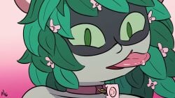 2d_animation adventure_time adventure_time:_fionna_&_cake animated cartoon_network collar female female_only finn_the_human fionna_and_cake green_body green_eyes green_skin huntress_wizard leaf_hair licking licking_screen looking_at_viewer loop looping_animation megumigue meme music nude nude_female sound sound_effects suggestive tagme tongue video