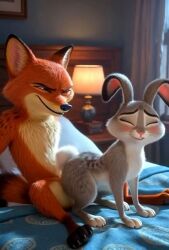 1boy 1girls 3d_(artwork) 3d_animation ai-generated ai_generated animal_ears animated bed bedroom bunny bunny_ears bunny_girl desk_lamp disney female femdom fox fox_boy furry furry_female furry_male gray_fur green_eyes grinding hotel_room indoors judy_hopps lamp moaning nick_wilde on_bed orange_fur purple_eyes reverse_cowgirl_position reverse_doggystyle sex sitting sitting_on_person sound straddling vaginal vaginal_penetration vaginal_sex video voice_acted zootopia