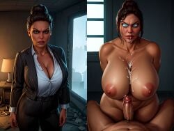 2koma after_sex ai_generated angry angry_face dead_by_daylight defeated exposed_breasts exposed_nipples exposed_pussy huge_breasts hypnosis instant_loss_2koma jane_romero kkozy mind_control post-timeskip tagme thick_thighs