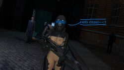 3d ar2 artist_request blush breasts citizen combine_(half-life_series) combine_elite_(half-life_series) combine_soldier_(half-life_series) english_text female functionally_nude_female g-man gas_mask gman half-life half-life_(series) half-life_2 headcrab mask masked masked_female military_uniform naked nipples talking talking_to_viewer text uniform vagina