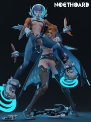 2females 2girls 3d 3d_(artwork) 3d_model 3d_render abs ahe_gao belly belly_button blender bodysuit breasts breasts_out climax clitoral_hood coat drone erect_nipples female female_focus female_on_top female_only freja_(overwatch) green_eyes juno_(overwatch) lesbian_focus lesbian_sex lig light-skinned_female light_skin masturbating_other masturbation navel nipples nocthoard overwatch overwatch_2 purple_hair red_hair sex simple_background skinny standing standing_sex stomach tattoo tattoos thick_ass thick_thighs weapons wide_hips yuri