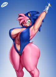 1girls amy_rose anthro armpits arms_up ass big_ass big_breasts blu_rent bottom_heavy breasts female female_only hedgehog looking_at_viewer no_bra no_panties png smile solo sonic_(series) sonic_the_hedgehog_(series) thick_thighs wide_hips wink winking_at_viewer