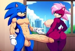 ai_generated ass big_ass big_breasts booty breasts fishnets oiled round_ass sonia_the_hedgehog sonic_underground