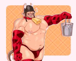 bara bara_tits barazoku big_pecs chest_hair cow_bell cow_bell_collar cow_boy cow_ears cow_horns cow_print cow_tail elbow_gloves gay helmet helmet_over_eyes large_pectorals male male_lactation male_milking maxthedarkegg milk milk_bucket muscular muscular_male pubic_hair soldier_(team_fortress_2) team_fortress_2 thong