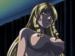 00s 2002 animated bible_black blonde_hair blush bouncing_breasts breasts cowgirl_position drill_hair drill_sidelocks female green_eyes indoors large_breasts long_hair lowres nipples nude shiraki_rika sideboob sidelocks straight tagme yandere