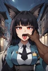 ai_generated dark-skinned_male hand_in_mouth hoshimi_miyabi opening_mouth saliva tongue_out will_of_ai zenless_zone_zero