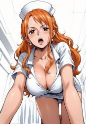 ai_generated alluring almost_naked almost_nude big_breasts blush blush breasts breasts brown_eyes earring earrings long_hair looking_at_viewer nami nami_(one_piece) nurse nurse_cap nurse_clothing nurse_hat nurse_headwear nurse_outfit nurse_uniform one_piece orange_hair post-timeskip ready_for_sex ready_to_fuck seducing seduction seductive seductive_body seductive_eyes seductive_gaze seductive_look seductive_mouth seductive_pose shiny_hair shiny_skin skin_tight skintight skintight_clothes skintight_clothing skintight_dress voluptuous voluptuous_female white_clothes white_clothing yashin