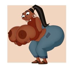 1girls 2d 2d_(artwork) african_female areolae beauty_mark big_breasts black_hair breasts busty dark-skinned_female dark_skin earrings feet female female_only full_body giant_breasts grabbing_own_breasts huge_breasts leshawna_(tdi) long_hair mole_(marking) mole_under_eye nipples ponytail sandals solo tagme top_heavy top_heavy_breasts topless total_drama_(series) total_drama_island vanilladream34