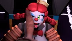 1girls blowjob_face clown clown_girl clown_makeup female female_focus five_nights_at_freddy's five_nights_at_freddy's:_secret_of_the_mimic green_eyes jackie_(fnaf) jackie_(nightbotgrey) nightbotgrey penis penis_on_face red_hair straight the_mimic_(fnaf)