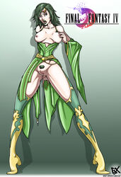 1girls anal_fingering breasts female final_fantasy final_fantasy_iv genex green_hair green_lipstick pubic_hair pussy rydia solo