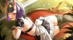 fate/grand_order fate_(series) female female_only maid maid_headdress maid_outfit maid_uniform only_female petite petite_body petite_female petite_girl short_hair shuten_douji shuten_douji_(fate) shuten_douji_(fate/grand_order) smaller_female succubus succubus_horns tomboy waligner