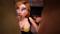 1girls 2boys 3d animated anna_(frozen) blue_eyes boombadaboom braids cleavage clothed_female cum cum_in_face cum_on_breasts cumshot dark-skinned_male dark_skin disney double_handjob dual_handjob faceless_male facial fellatio female frozen_(film) hair handjob human humanoid interracial kneeling light-skinned_female light_skin male oral penis red_hair sex source_filmmaker straight sweat threesome twin_braids