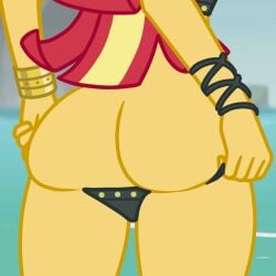 1girls animated ass ass_focus ass_jiggle ass_only bikini bouncing_ass equestria_girls female female_only friendship_is_magic gif hasbro my_little_pony rotoscoping solo solo_female string_bikini sunset_shimmer swimsuit wedgie