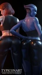 3d alien alien_girl alien_humanoid ass ass_focus big_ass big_breasts big_butt big_nipples bimbo bimbofication bioware blender blender_(software) breasts clothing female female_focus femshep liara_t'soni mass_effect smile smiling standing typiconart