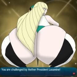 1girls ass_focus blonde_female blonde_hair copitheditto huge_ass looking_back lusamine_(pokemon) pokemon pokemon_sm