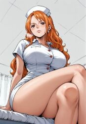 ai_generated alluring almost_naked almost_nude big_breasts blush blush breasts breasts brown_eyes earring earrings long_hair looking_at_viewer nami nami_(one_piece) nurse nurse_cap nurse_clothing nurse_hat nurse_headwear nurse_outfit nurse_uniform one_piece orange_hair post-timeskip ready_for_sex ready_to_fuck seducing seduction seductive seductive_body seductive_eyes seductive_gaze seductive_look seductive_mouth seductive_pose shiny_hair shiny_skin skin_tight skintight skintight_clothes skintight_clothing skintight_dress voluptuous voluptuous_female white_clothes white_clothing yashin