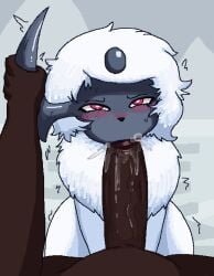 absol alby(commonbleat) blush bodily_fluids commonbleat dark_body dark_skin drooling duo fellatio female feral fur generation_3_pokemon male male/female nintendo oral penile pokemon pokemon_(species) raceplay red_eyes saliva sex tagme_(artist) white_body white_fur