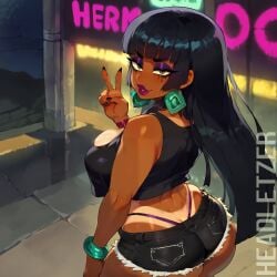 ai_generated big_ass big_breasts chel_(the_road_to_el_dorado) city goth goth_girl headletzer night street tagme the_road_to_el_dorado