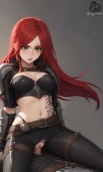 ayakonarts cowgirl cowgirl_position green_eyes katarina_du_couteau league_of_legends red_hair sex