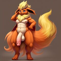 ai_generated flareon frosting.ai gamefreak large_penis male male_only nintendo pokemon pokemon_(species)