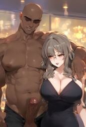 ai_generated axiah big_ass big_breasts club dark-skinned_male futaba_rio glasses seishun_buta_yarou_wa_bunny_girl_senpai_no_yume_wo_minai