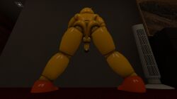 3d 3d_(artwork) against_wall ass ass_focus balls five_nights_at_freddy's five_nights_at_freddy's_2 frezzfoxnsfw from_behind futa_only futanari penis presenting presenting_ass showing_ass solo solo_futa source_filmmaker spread_legs tagme toy_chica_(fnaf) yellow_body