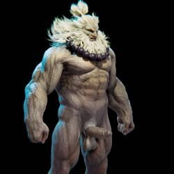 3d 3d_(artwork) akuma balls bara beard boner capcom erection facial_hair ggaymer93 male male_only muscles muscular nude penis solo solo_male street_fighter