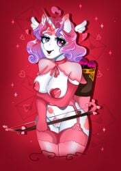 1girls cupid cupid's_arrow inconfortable my_little_pony nipples pink_clothing vagina valentine's_day ych