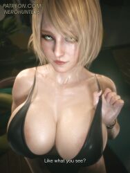 1girls 3d ashley_graham ashley_graham_(ella_freya) big_breasts bikini black_bikini blonde_female blonde_hair blonde_hair_female breasts clothed clothed_female dialogue english english_text female female_focus female_only light-skinned_female light_skin looking_at_viewer nerohunter6 resident_evil resident_evil_4 solo solo_female solo_focus talking_to_viewer