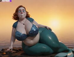 ai_generated bbw chubby creature_from_the_lake huge_ass huge_breasts matronai_(artist) mermaid red_hair shelby_(creature_from_the_lake) thick_thighs