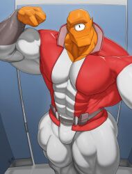 allen_the_alien bara bulge cwaffle cyclops flexing flexing_bicep gay invincible invincible_(tv_series) male male_only muscular muscular_male orange_skin solo