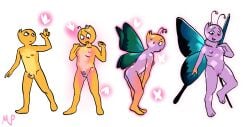 bra butterflies butterfly_wings clothes_lift color embarrassed humanoid hypnosis identity_death male_to_female mtf_transformation nipples_outside original original_character penis_out penis_shrinking shiny_skin transformation transformation_sequence transformation_through_magic vagina_out wings