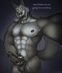 abs anthro bodily_fluids breasts canid canine canis domestic_dog genital_fluids genitals harry_(disambiguation) husky long_tongue male male/male mammal nordic_sled_dog penis precum pubes solo spitz tonchii tonchii_art tongue