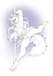 1boy abs bare_legs barefoot big_bulge crescentia crescentia_fortuna cute_boy cute_bulge deathblight fluffy_ears fluffy_hair fluffy_tail golden_jackal jackal_boy jackal_ears jackal_humanoid jackal_tail long_hair long_haired_male muscular_armpits muscular_arms muscular_calves muscular_chest muscular_forearms muscular_legs muscular_male muscular_thighs pole_dancing pretty_boy revealing_clothes sethos_(deathblight) thick_calves thick_thighs toes