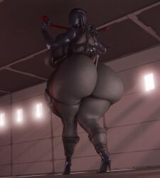 3d 3d_(artwork) ass ass_crush ass_focus bigger_female butt_crush butt_focus chains chaos_agent_(fortnite) chaos_director_(fortnite) clothed ctgiantess fortnite fortnite:_battle_royale giantess goo_creature heel_boots heels hi_res highres huge_ass huge_breasts huge_butt huge_thighs hyper_ass hyper_butt male/female monster muscular_female size_difference thick_thighs thighs tight_clothing wide_hips