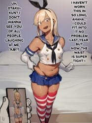 1boy cosplay crossdressing earrings femboy feminine_male feminization flesh_fang girly gomabura kantai_collection male muscle_loss passage_of_time shimakaze-kun sissy skirt small_breasts smooth_skin soft_skin solo solo_male trap trap_girlfriend weight_gain