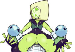 1girls anus ass ass_grab blonde_hair blush bottomless breasts female forehead_jewel gem_(species) green_skin huge_ass limb_enhancers looking_back penetration peridot_(steven_universe) platinum_blonde_hair pussy pussy_juice short_hair simple_background solo steven_universe sweat thenewguy thick_thighs tongue tongue_out torn_clothes vaginal_penetration visor white_background wide_hips wince