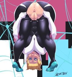 1girls anus ass bent_over big_breasts bimbo blonde_hair blue_eyes bodysuit breasts crotch_cutout crotchless dat_ass edge_of_spider-verse exposed_anus exposed_pussy fat_mons from_behind full_body ghost-spider gwen_stacy highres hoodie huge_ass huge_breasts large_ass large_breasts marvel marvel_comics no_panties plankboy plump plump_labia presenting pussy shiny shiny_clothes shoes skin_tight smile solo spider-gwen spider-man_(series) thick_thighs tight_clothes tiptoes top-down_bottom-up torn_bodysuit torn_clothes uncensored