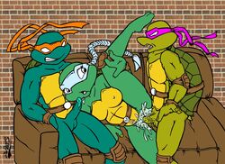 2boys anthro donatello female furry furry_only male michelangelo ninja_turtles:_the_next_mutation ramires smooth_skin teenage_mutant_ninja_turtles venus_de_milo