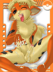 anthro censored darekawa-iwanai furry growlithe male male_only nintendo pokemon pokemon_(species) pokemon_rgby tagme