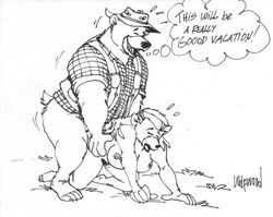 anthro baloo bear disney female fur furry male mammal monochrome nipples rebecca_cunningham sketch straight talespin wolfwood