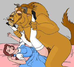 1boy 1girls beast_(disney) beauty_and_the_beast belle bestiality disney disney_princess female human male orgasm_face panze sex straight