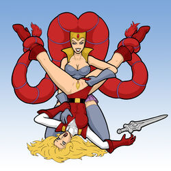 2girls blonde_hair breast_grab calibos entrapta female female/female female_only filmation forced_yuri long_hair masters_of_the_universe multiple_girls nudity princess_adora pubic_hair pussy rape she-ra she-ra_princess_of_power vagina yuri