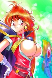 1girls breasts breasts_out female gourry_gabriev human light-skinned_female light_skin lina_inverse long_hair orange_hair slayers sorceress tagme