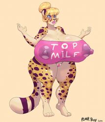 2017 anthro barefoot betsibi big_breasts big_lips blonde_hair blue_eyes breasts cheetah clothed clothing eyewear feline female glasses hair heart heart_spots huge_breasts hyper hyper_breasts invalid_tag lips mammal mature_female nipple_bulge nipples plankboy pussy solo thick_thighs top translucent tube_top wide_hips