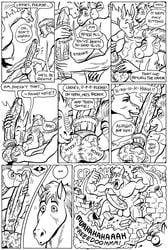 2015 anthro ball_kissing balls big_balls big_breasts big_penis breasts collaborative_fellatio comic dragon equine fellatio gustav_(here_there_be_dragons) handjob here_there_be_dragons horse karno licking mammal monochrome oral penis penis_lick scalie sex teamwork tongue tongue_out zashy