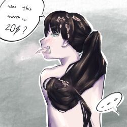 ... 1boy after_bukkake artist_name black_hair bukkake cum cum_on_hair english english_text enin_hf green_eyes hair_fetish heart-shaped_pupils long_hair looking_at_viewer male nude nude_male original ponytail speech_bubble topless topless_male