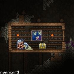 1boy 2girls accurate_art_style animated blowjob cavern ecan_(nyancat1) fellatio female femdom green_skin happy_sex hugging_from_behind light_skinned_female light_skinned_male looking_pleasured lost_girl_(terraria) male/female/female monster_girl nude_female_clothed_male nyancat1 nymph_(terraria) on_all_fours on_knees original_character pants_around_ankles pixel_animation pixel_art self_upload terraria terrarian threesome underground