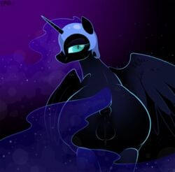 2015 alicorn anus ass braddo equine female feral friendship_is_magic half-closed_eyes headgear helmet horn looking_at_viewer looking_back mammal my_little_pony nightmare_moon_(mlp) presenting presenting_hindquarters princess_luna_(mlp) pussy rear_view smile solo wings